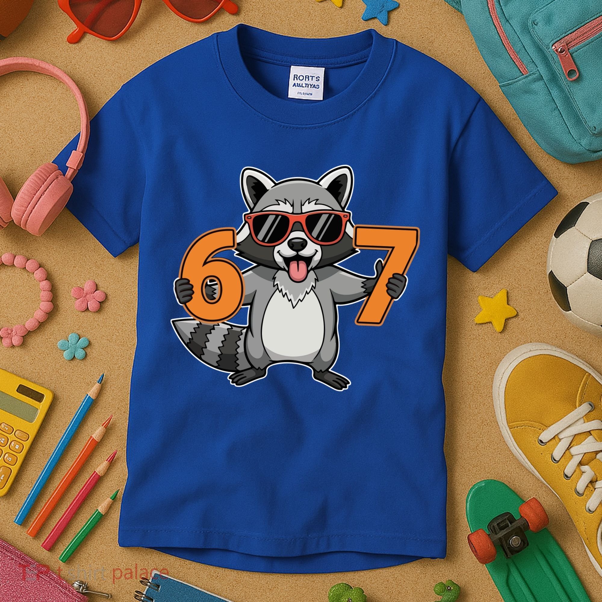 Racoon Hold 67 Meme 6-7 Funny Kids T-Shirt