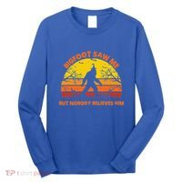 Retro Halloween Bigfoot Saw Me But Nobody Believes Him Long Sleeve Shirt thumb 0