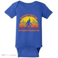 Retro Halloween Bigfoot Saw Me But Nobody Believes Him Baby Bodysuit thumb 0