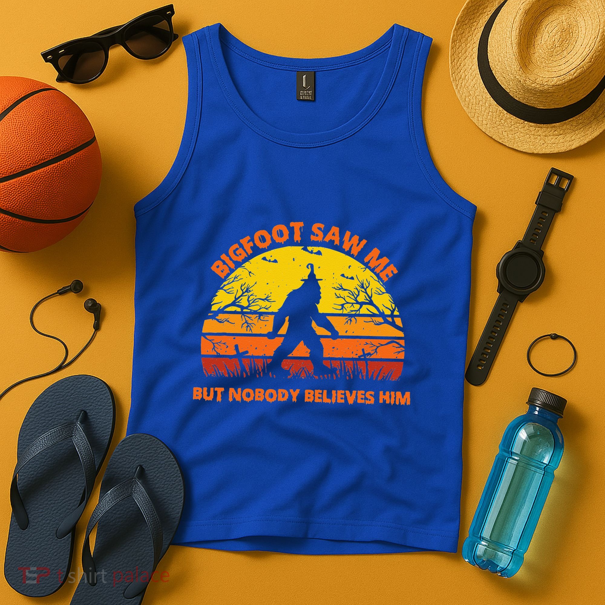 Retro Halloween Bigfoot Saw Me But Nobody Believes Him Tank Top