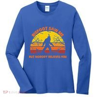 Retro Halloween Bigfoot Saw Me But Nobody Believes Him Women's Long Sleeve Shirt thumb 0