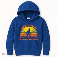 Retro Halloween Bigfoot Saw Me But Nobody Believes Him Kids Hoodie thumb 0