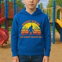 Retro Halloween Bigfoot Saw Me But Nobody Believes Him Kids Hoodie thumb 2