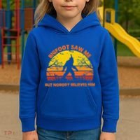 Retro Halloween Bigfoot Saw Me But Nobody Believes Him Kids Hoodie thumb 3