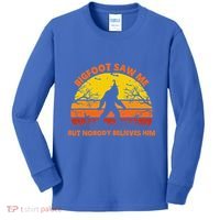 Retro Halloween Bigfoot Saw Me But Nobody Believes Him Kids Long Sleeve Shirt thumb 0