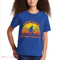 Retro Halloween Bigfoot Saw Me But Nobody Believes Him Kids T-Shirt thumb 2