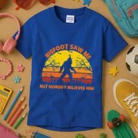 Retro Halloween Bigfoot Saw Me But Nobody Believes Him Kids T-Shirt thumb 3