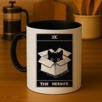 Retro Halloween Black Cat The Hermit Tarot Card Witchcraft Coffee Mug thumb 4