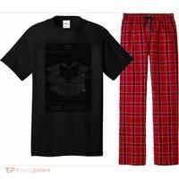 Retro Halloween Black Cat The Hermit Tarot Card Witchcraft Pajama Set thumb 0