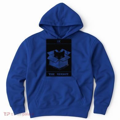 Retro Halloween Black Cat The Hermit Tarot Card Witchcraft Hoodie