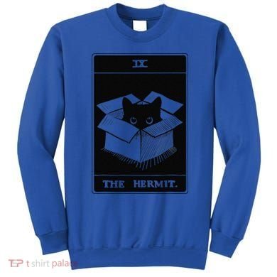 Retro Halloween Black Cat The Hermit Tarot Card Witchcraft Sweatshirt