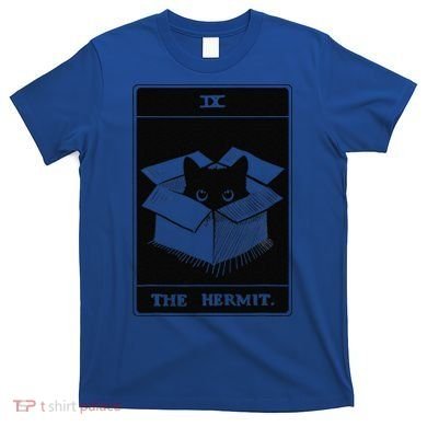 Retro Halloween Black Cat The Hermit Tarot Card Witchcraft T-Shirt