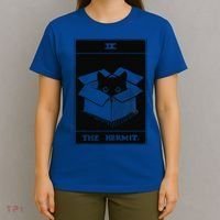 Retro Halloween Black Cat The Hermit Tarot Card Witchcraft T-Shirt thumb 4