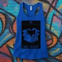 Retro Halloween Black Cat The Hermit Tarot Card Witchcraft Women's Tank Top thumb 3