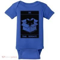 Retro Halloween Black Cat The Hermit Tarot Card Witchcraft Baby Bodysuit thumb 0