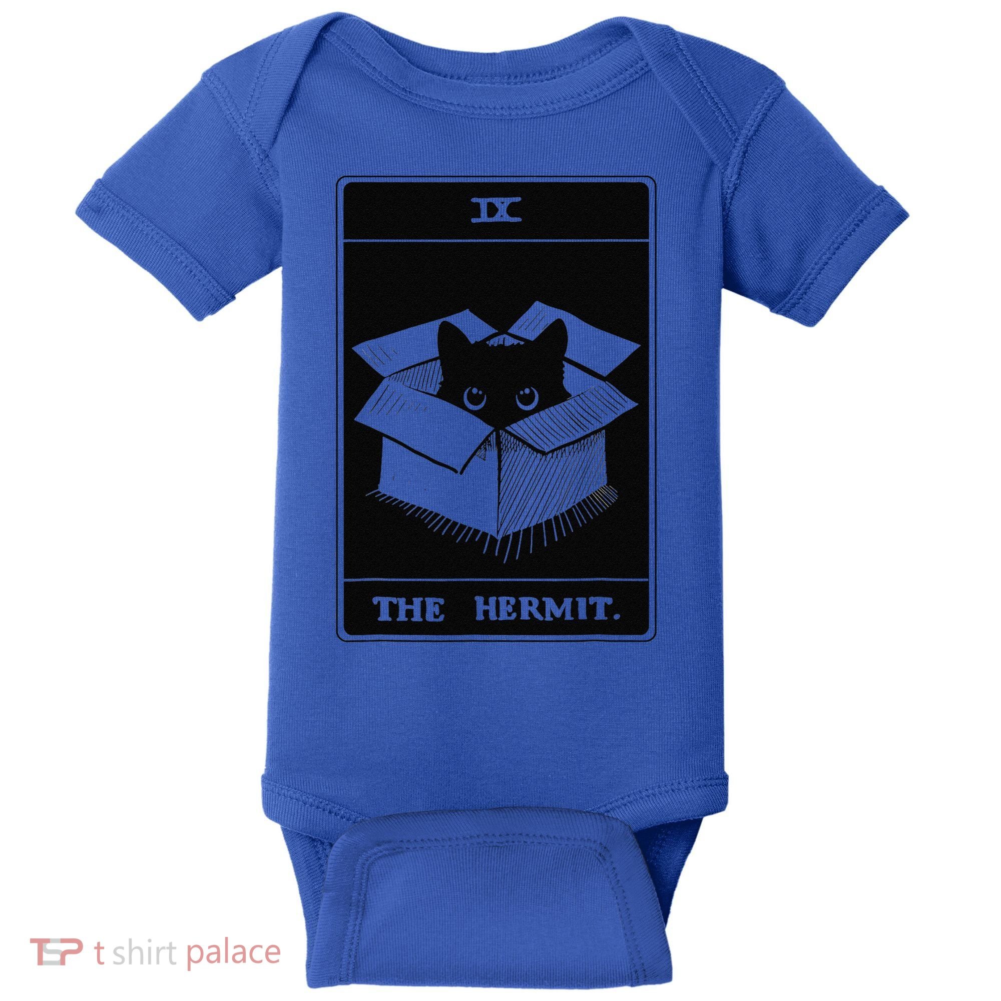 Retro Halloween Black Cat The Hermit Tarot Card Witchcraft Baby Bodysuit