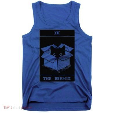 Retro Halloween Black Cat The Hermit Tarot Card Witchcraft Tank Top