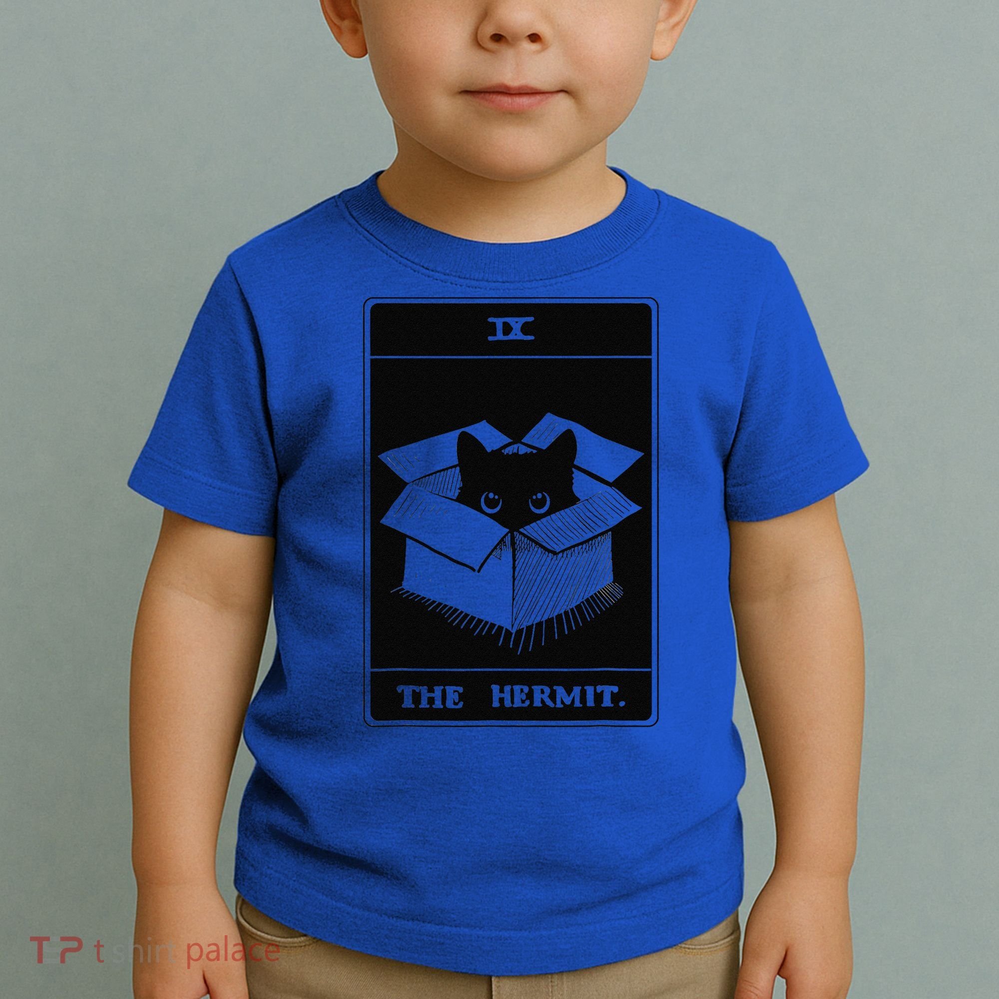 Retro Halloween Black Cat The Hermit Tarot Card Witchcraft Toddler T-Shirt