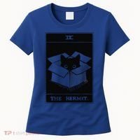 Retro Halloween Black Cat The Hermit Tarot Card Witchcraft Women's T-Shirt thumb 0
