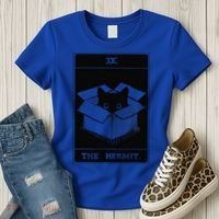 Retro Halloween Black Cat The Hermit Tarot Card Witchcraft Women's T-Shirt thumb 3