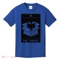Retro Halloween Black Cat The Hermit Tarot Card Witchcraft Kids T-Shirt thumb 0