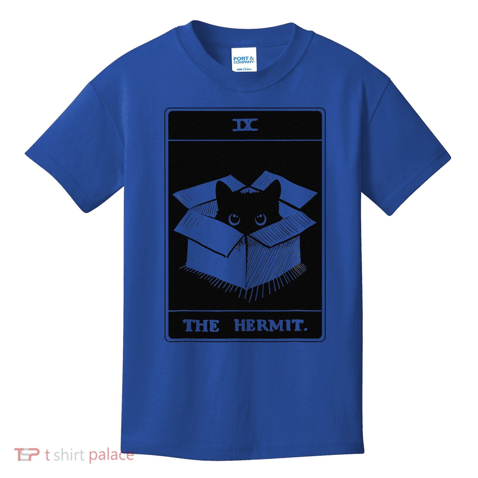Retro Halloween Black Cat The Hermit Tarot Card Witchcraft Kids T-Shirt