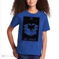 Retro Halloween Black Cat The Hermit Tarot Card Witchcraft Kids T-Shirt thumb 2