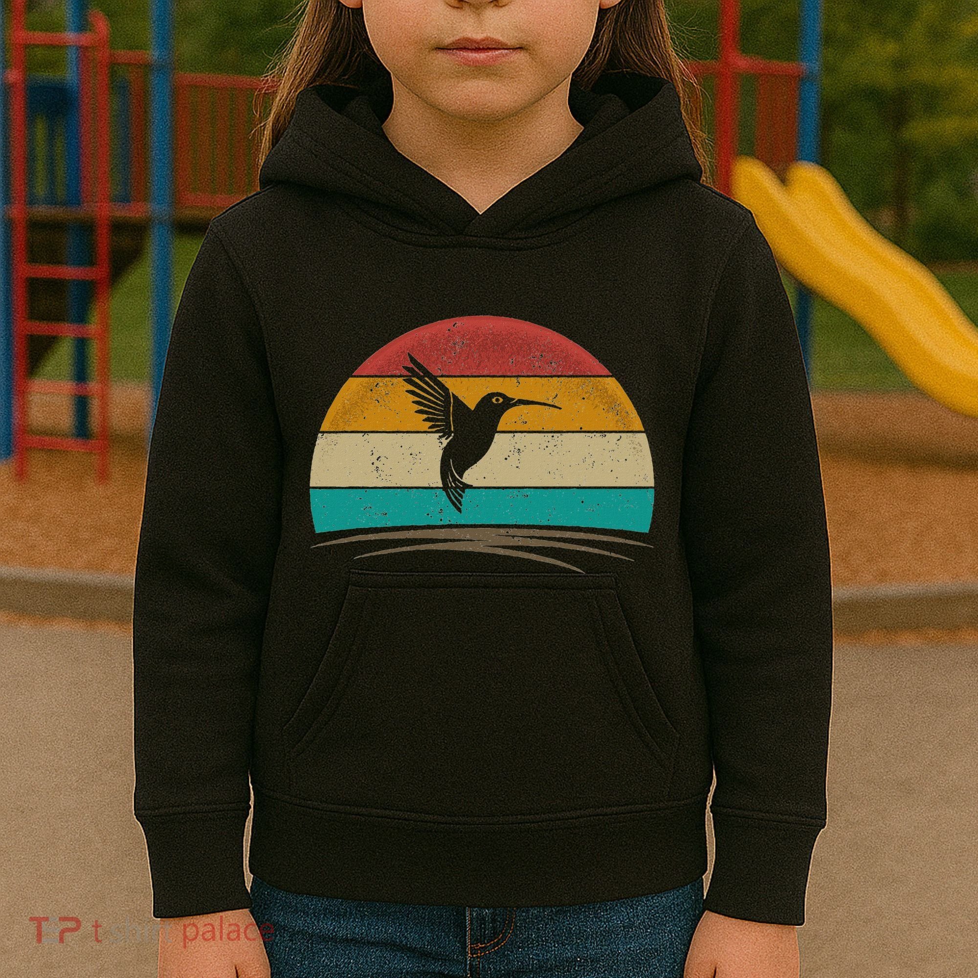 Retro Hummingbird Bird Watching Bird Hummingbird Lover Kids Hoodie