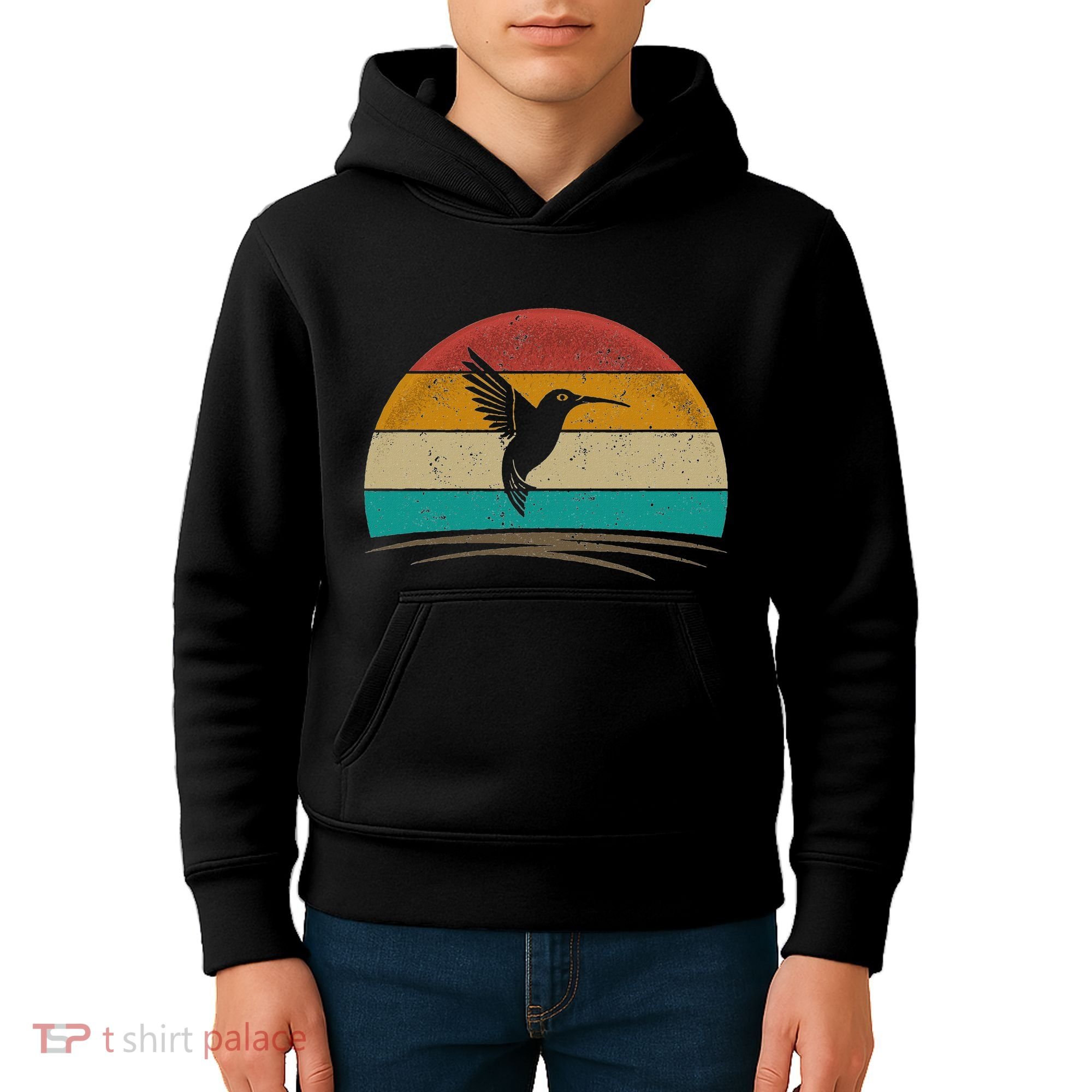 Retro Hummingbird Bird Watching Bird Hummingbird Lover Kids Hoodie