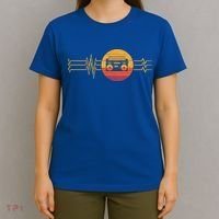 Retro Heartbeat Boombox Music Player Lifeline Vintage Music Gift T-Shirt thumb 4
