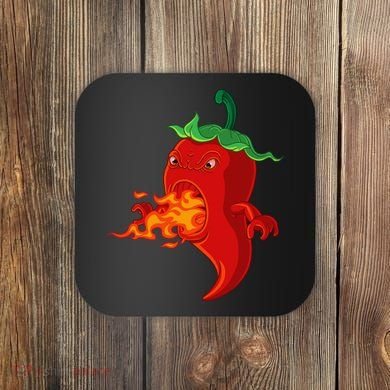 Red Hot Chilli Pepper With Flame Coaster