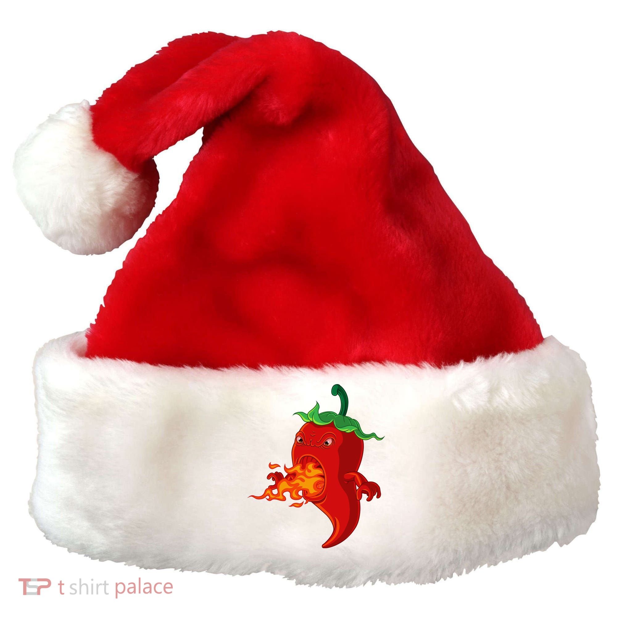 Red Hot Chilli Pepper With Flame Santa Hat