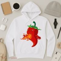 Red Hot Chilli Pepper With Flame Hoodie thumb 3