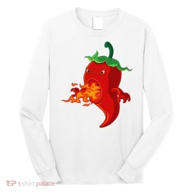 Red Hot Chilli Pepper With Flame Long Sleeve Shirt