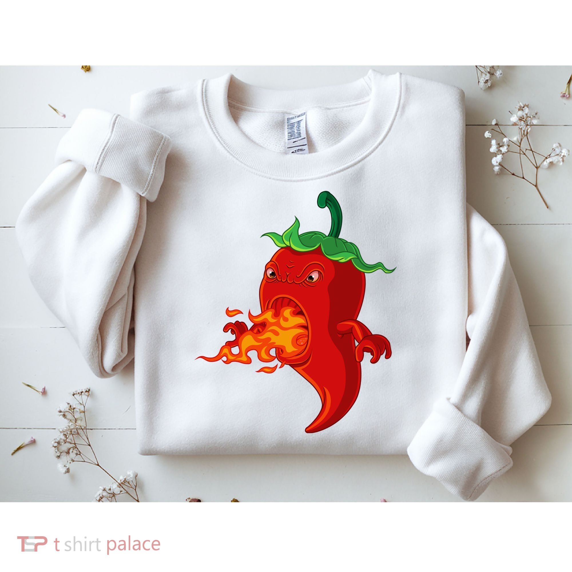 Red Hot Chilli Pepper With Flame Sweatshirt