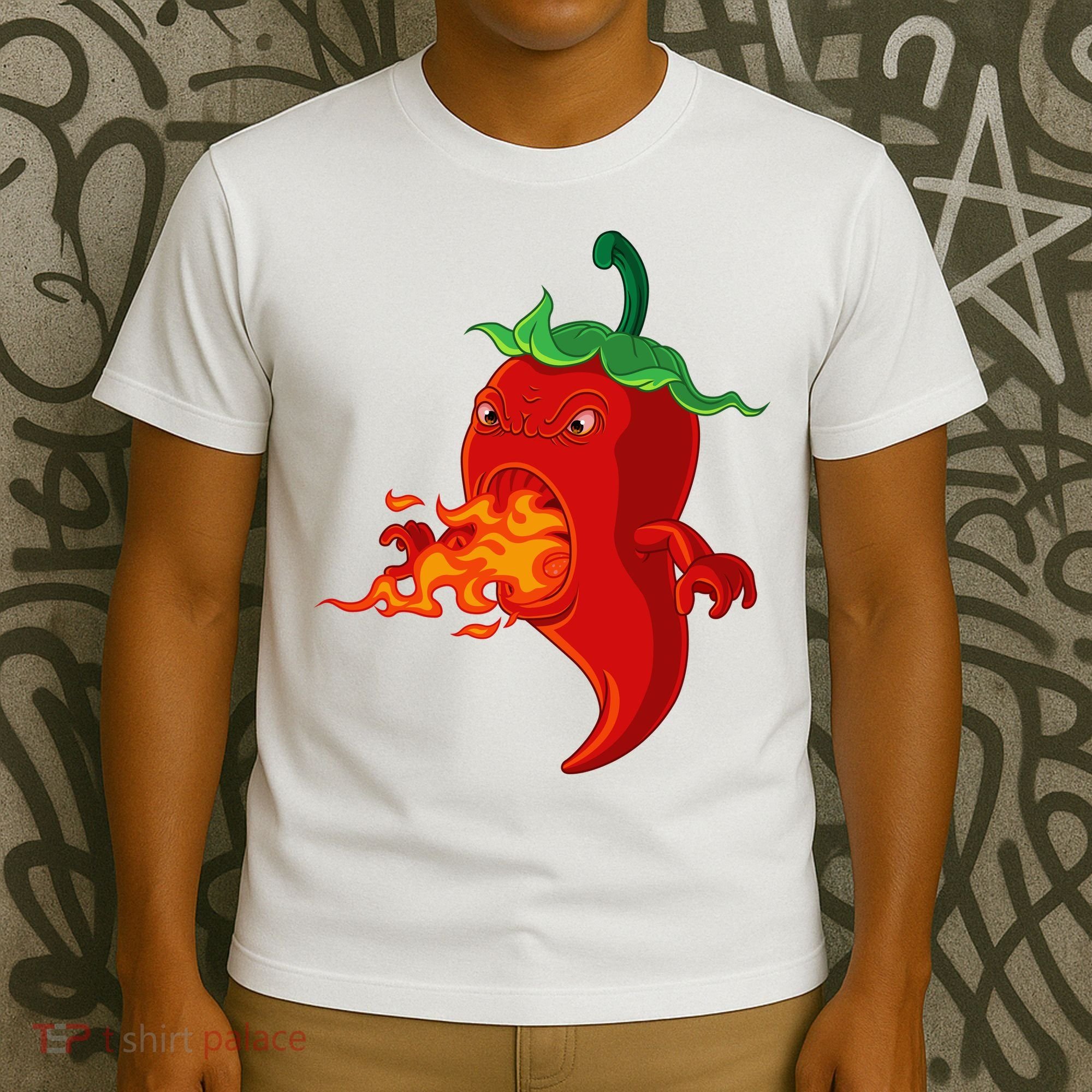 Red Hot Chilli Pepper With Flame T-Shirt