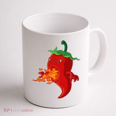 Red Hot Chilli Pepper With Flame Coffee Mug back
