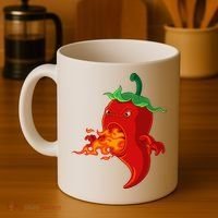 Red Hot Chilli Pepper With Flame Coffee Mug thumb 4