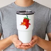 Red Hot Chilli Pepper With Flame Tumbler thumb 2