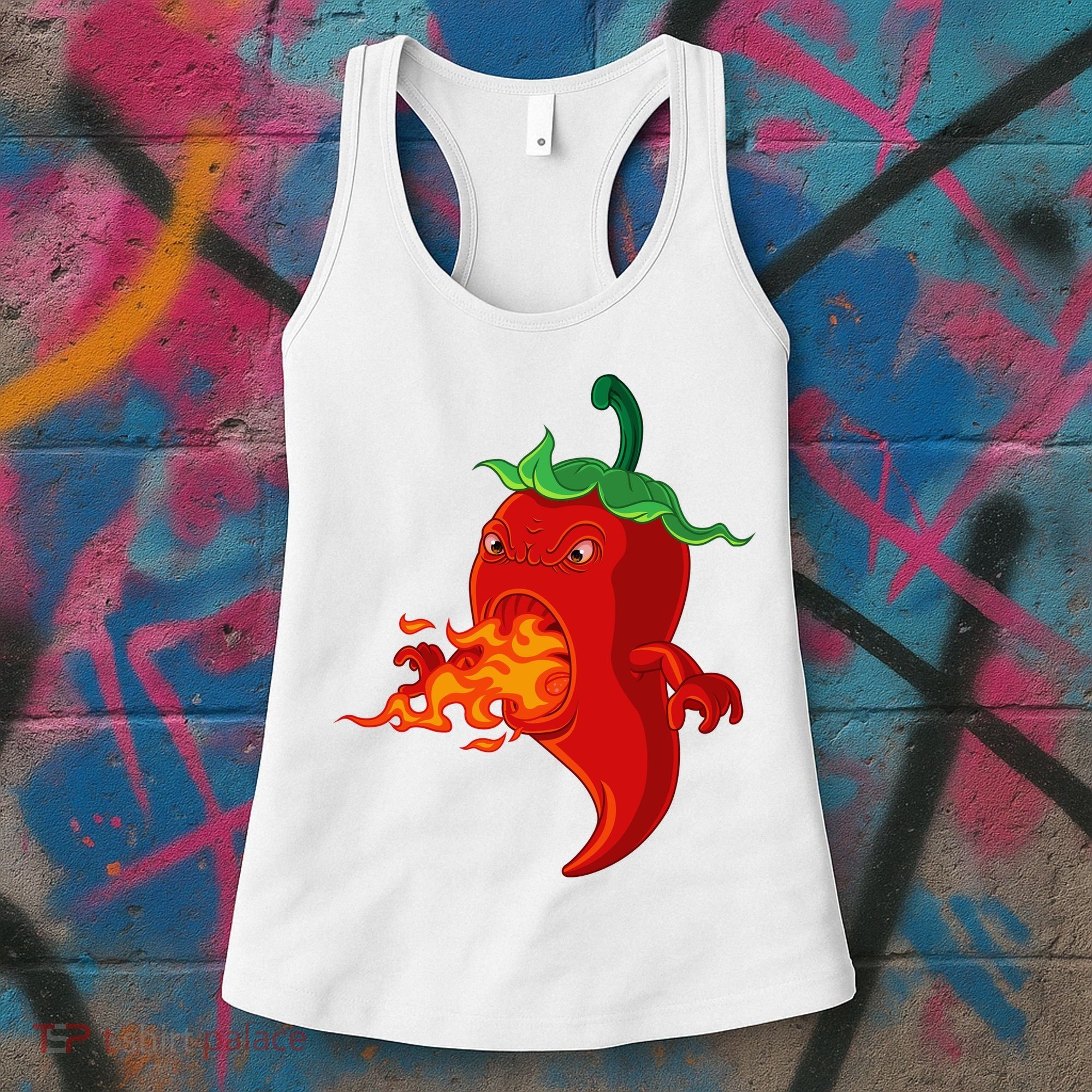 Red Hot Chilli Pepper With Flame Women's Tank Top