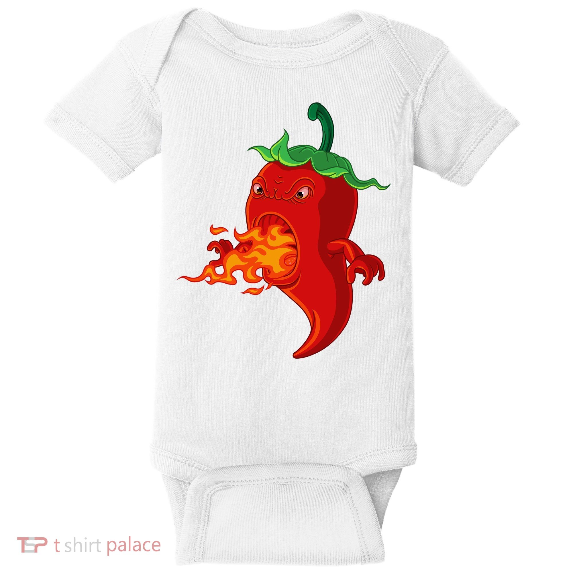 Red Hot Chilli Pepper With Flame Baby Bodysuit