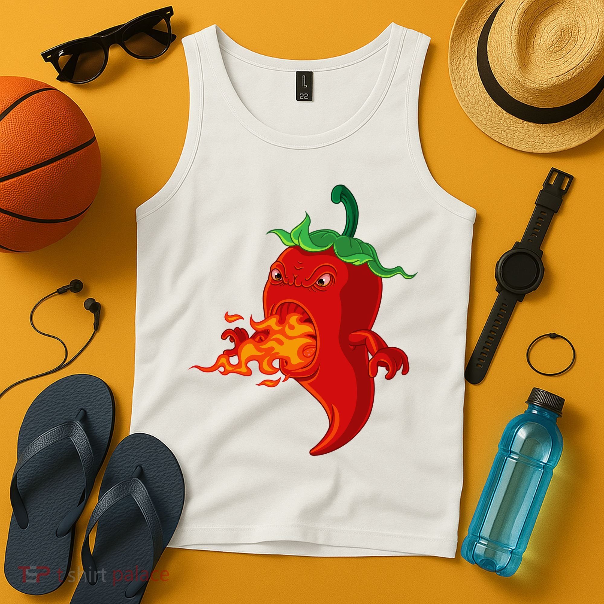 Red Hot Chilli Pepper With Flame Tank Top