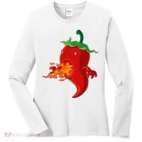 Red Hot Chilli Pepper With Flame Women's Long Sleeve Shirt thumb 0