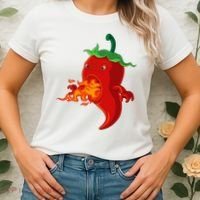 Red Hot Chilli Pepper With Flame Women's T-Shirt thumb 2