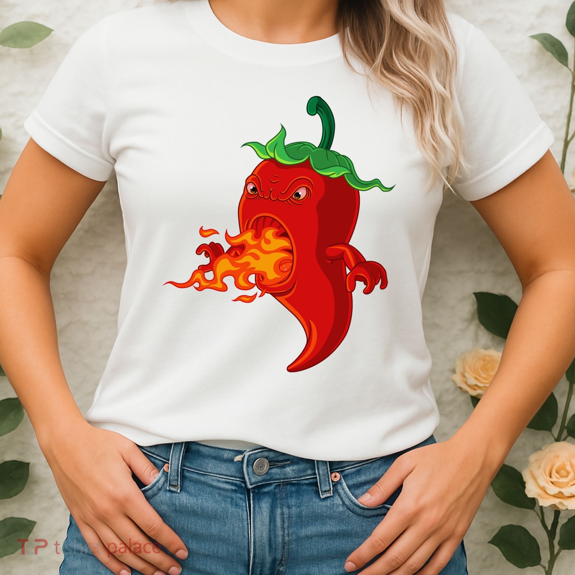 Red Hot Chilli Pepper With Flame Women's T-Shirt