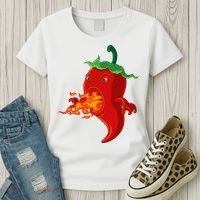 Red Hot Chilli Pepper With Flame Women's T-Shirt thumb 3