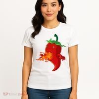 Red Hot Chilli Pepper With Flame Women's T-Shirt thumb 4
