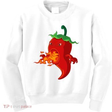 Red Hot Chilli Pepper With Flame Kids Sweatshirt