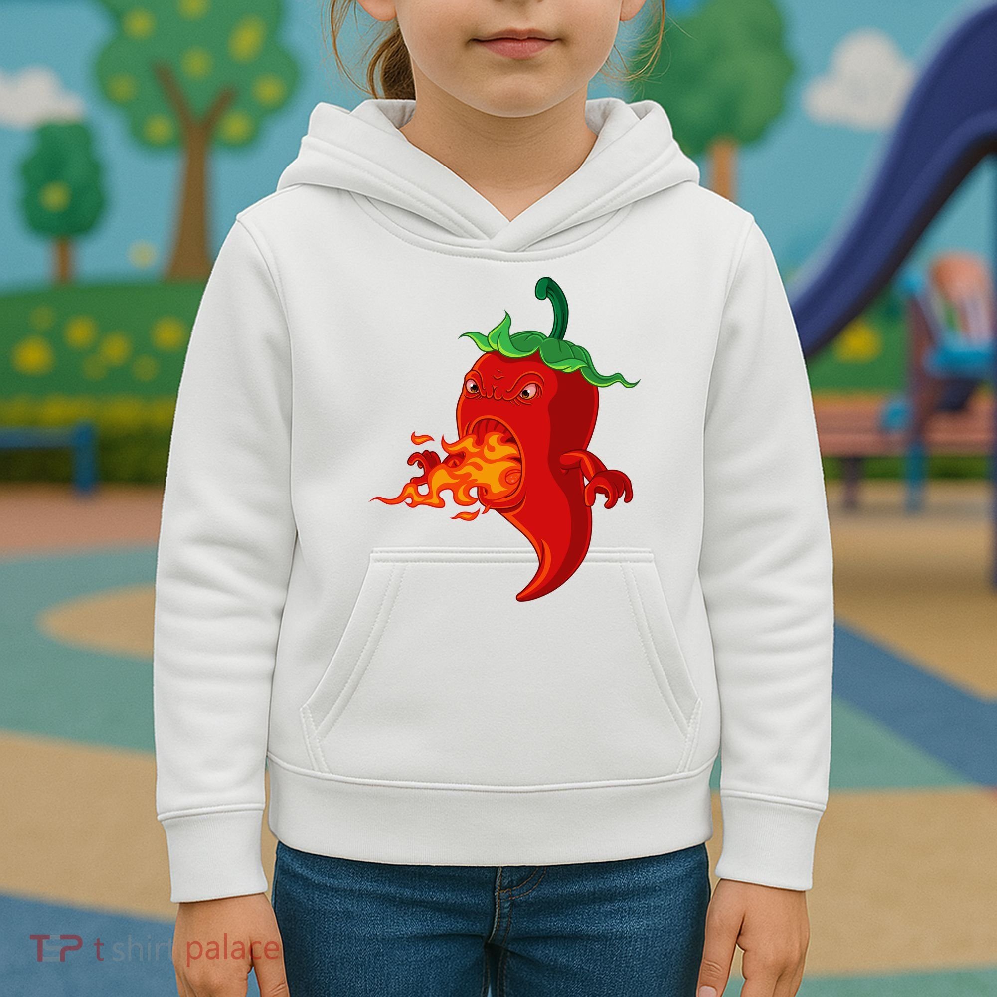 Red Hot Chilli Pepper With Flame Kids Hoodie