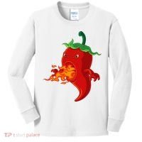 Red Hot Chilli Pepper With Flame Kids Long Sleeve Shirt thumb 0